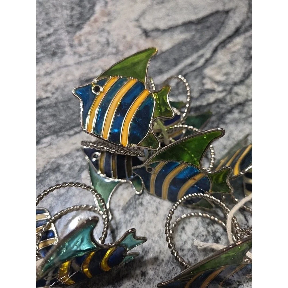 A SCHOOL OF BRIGHLY COLORED TROPICAL FISH NAPKIN RINGS - Set of 12